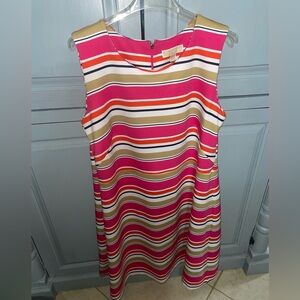 Michael Kors Women Multicolor Pink White Sleeveless Midi  Dress Size 2X